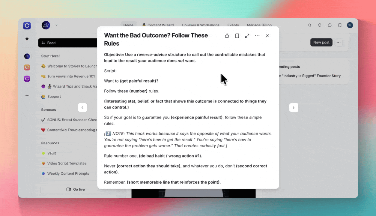 Script template preview